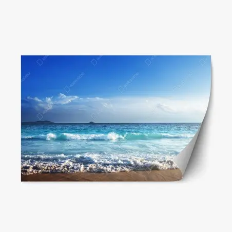 Adesivo riposizionabile tramonto tropicale alle Seychelles • Wallissimo®