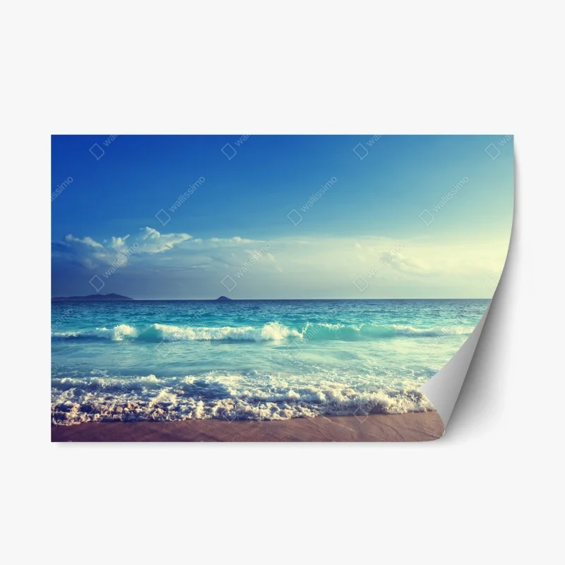 Adesivo riposizionabile tramonto tropicale alle Seychelles