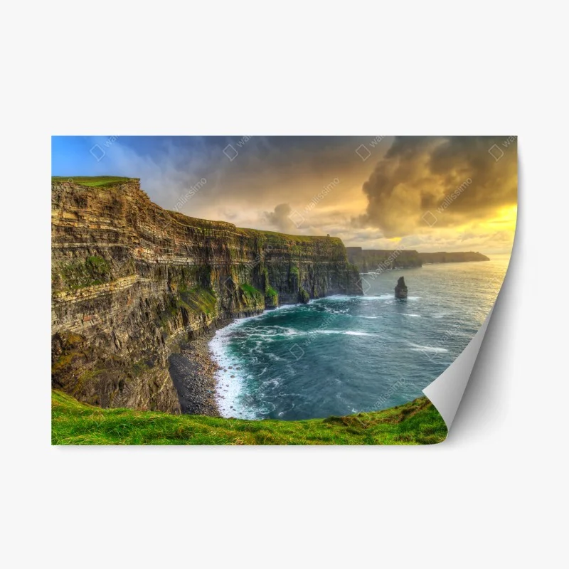 Adesivo riposizionabile scogliere selvagge d'Irlanda al tramonto