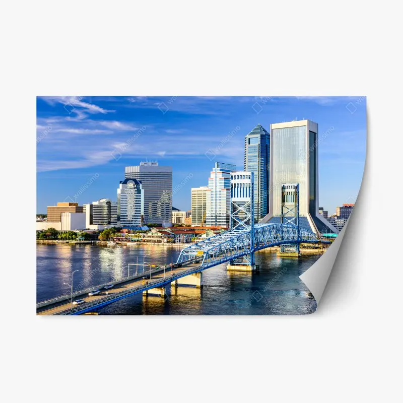 Adesivo riposizionabile skyline di Jacksonville sul fiume St. Johns