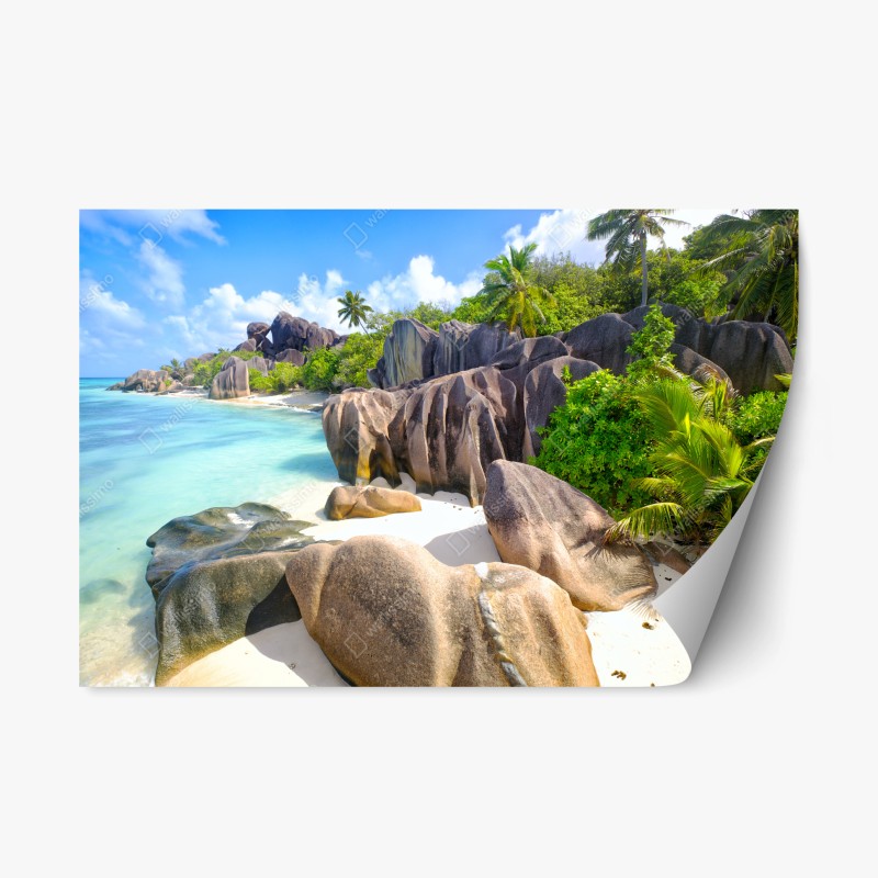 Adesivo riposizionabile paesaggio tropicale ad Anse Source d'Argent, La Digue