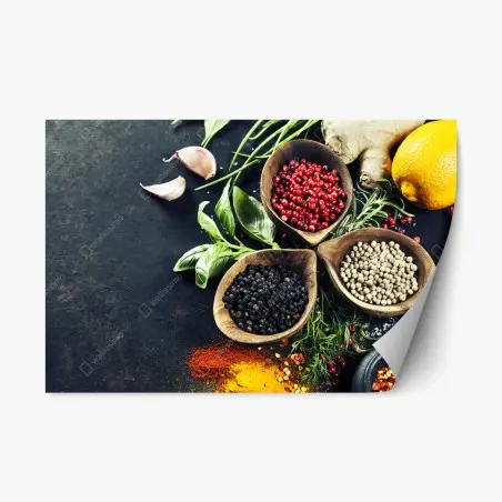 Adesivo riposizionabile esplosione di spezie e erbe aromatiche • Wallissimo®