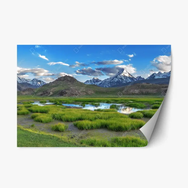 Adesivo riposizionabile riflessi degli Himalaya: panorama alpino estivo