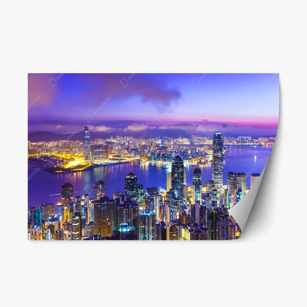 Adesivo riposizionabile alba sullo skyline di Hong Kong • Wallissimo®