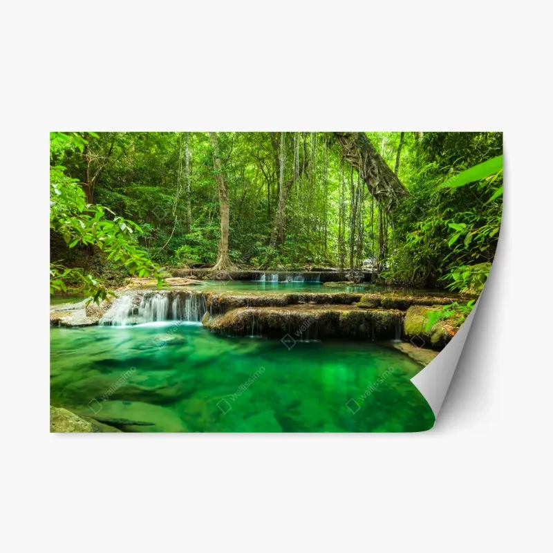Adesivo riposizionabile cascata smeraldo di Erawan a Kanchanaburi, Thailandia