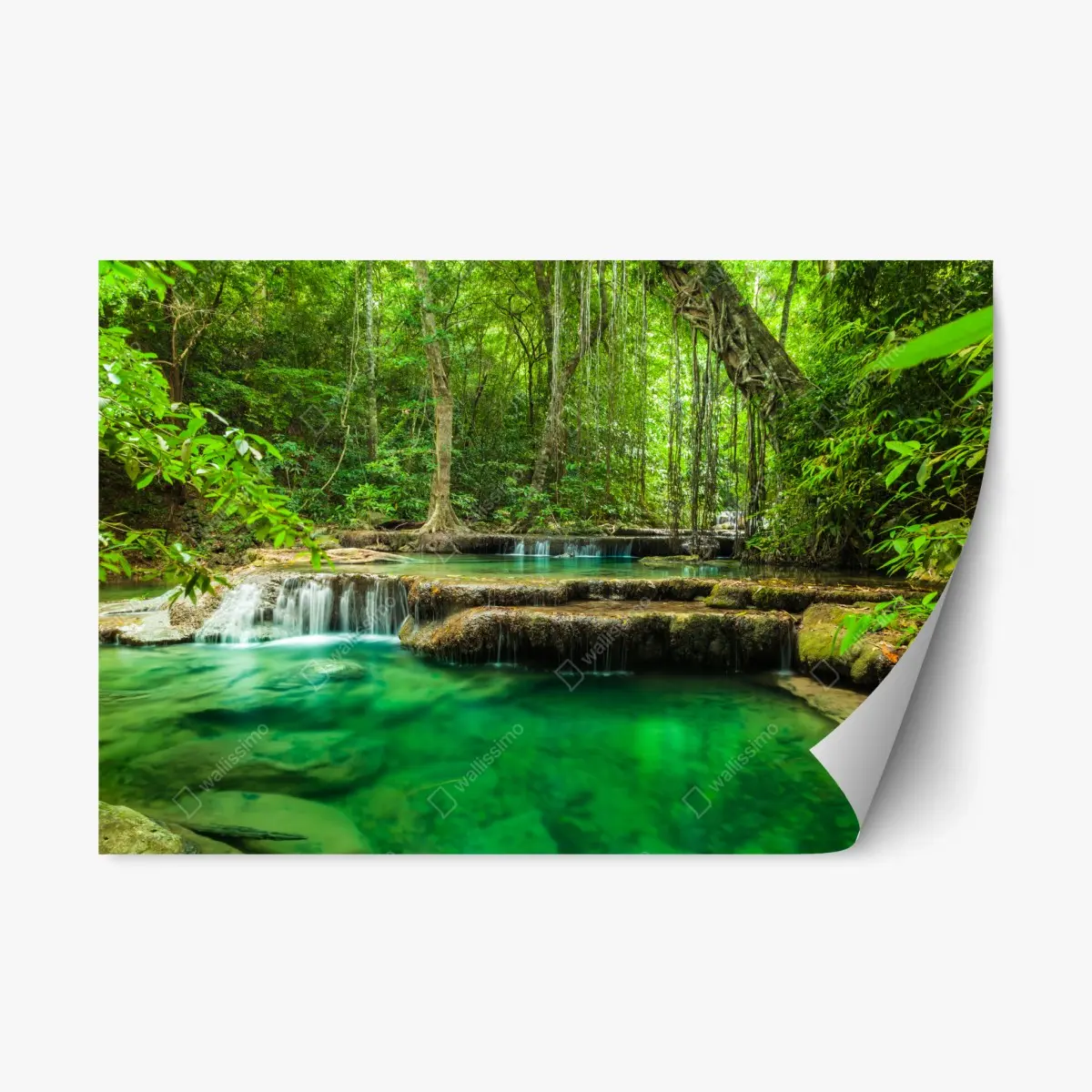 Adesivo riposizionabile cascata smeraldo di Erawan a Kanchanaburi, Thailandia • Wallissimo®