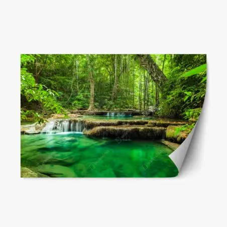 Adesivo riposizionabile cascata smeraldo di Erawan a Kanchanaburi, Thailandia • Wallissimo®