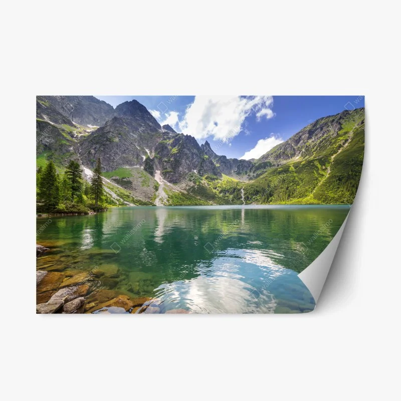 Adesivo riposizionabile panorama sereno del lago alpino