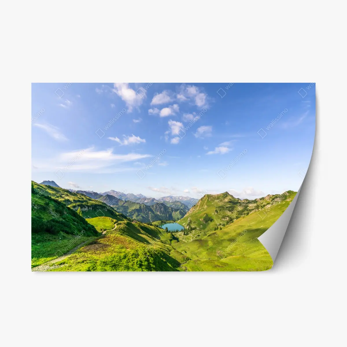 Adesivo riposizionabile serenità alpina sul lago cristallino • Wallissimo® Adesivo riposizionabile serenità alpina sul lago cristallino • Wallissimo®