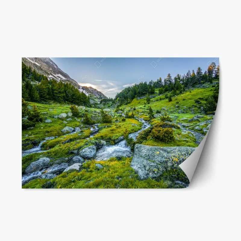 Adesivo riposizionabile paesaggio alpino nelle valli dei Pirenei del Parco Nazionale Posets y Maladeta