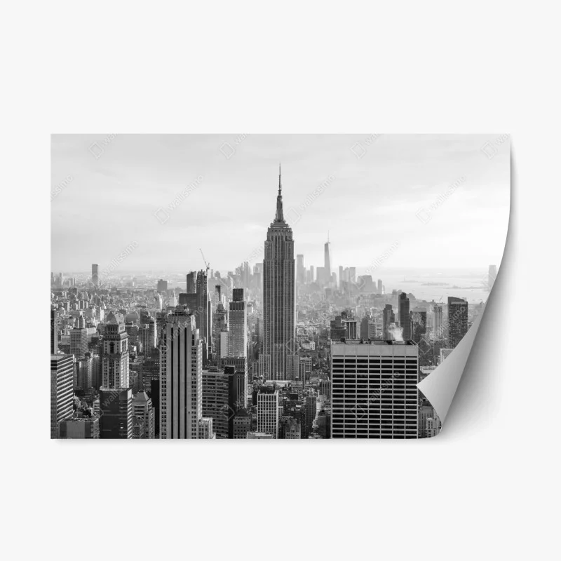 Adesivo riposizionabile panorama urbano di New York in bianco e nero