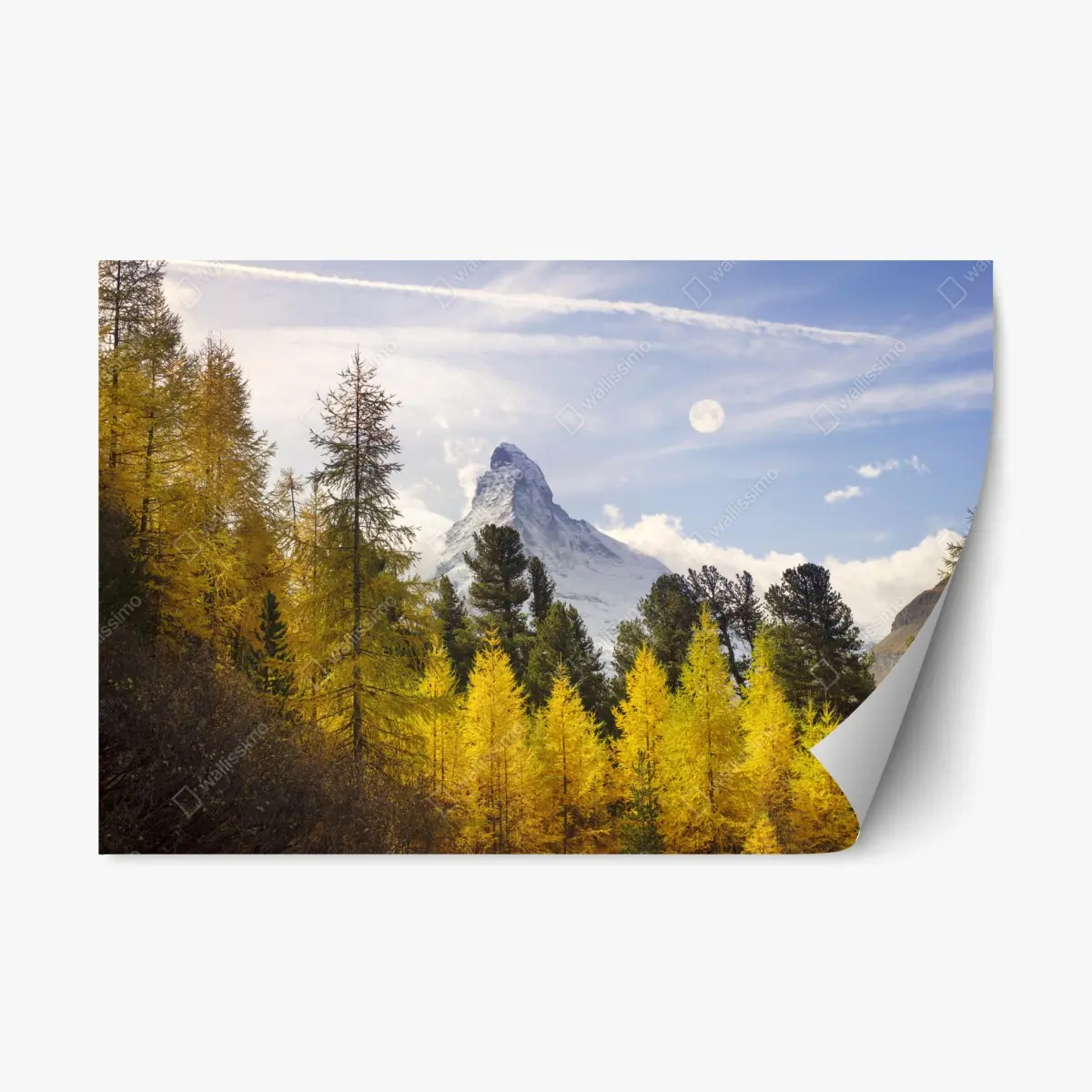 Adesivo riposizionabile alba dorata ai piedi del Cervino • Wallissimo®