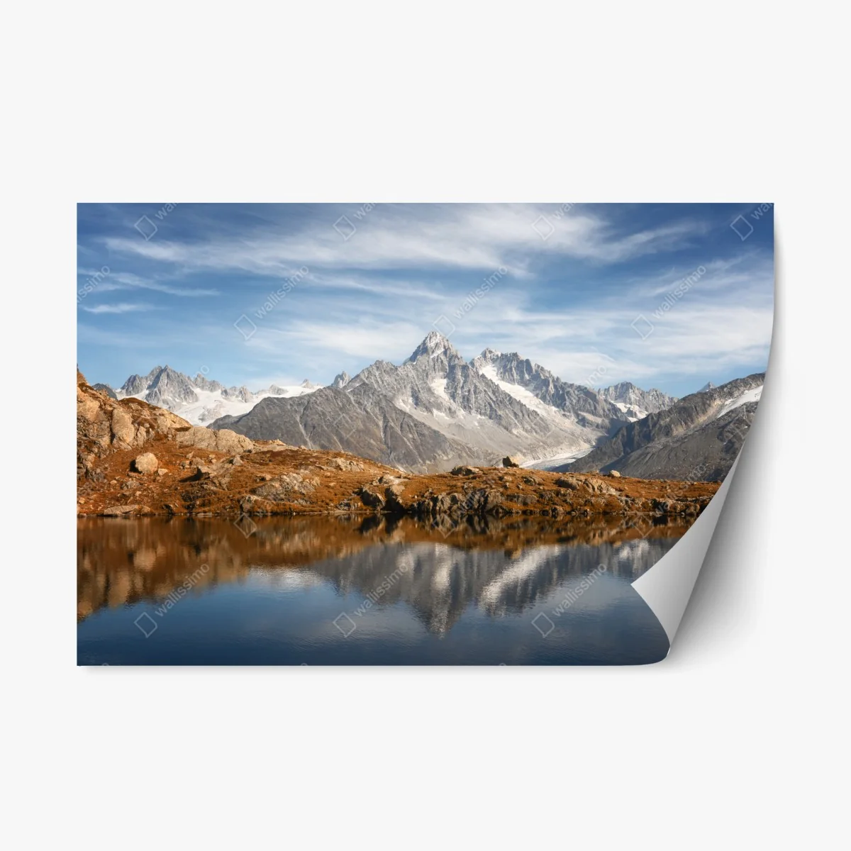 Adesivo riposizionabile riflessi alpini sul lago cristallino • Wallissimo® Adesivo riposizionabile riflessi alpini sul lago cristallino • Wallissimo®