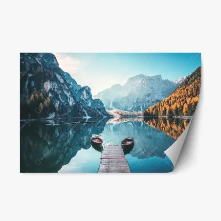 Adesivo riposizionabile riflessi sul Lago di Braies nelle Dolomiti • Wallissimo®