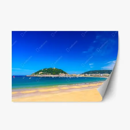 Adesivo riposizionabile panorama marittimo della baia soleggiata • Wallissimo®