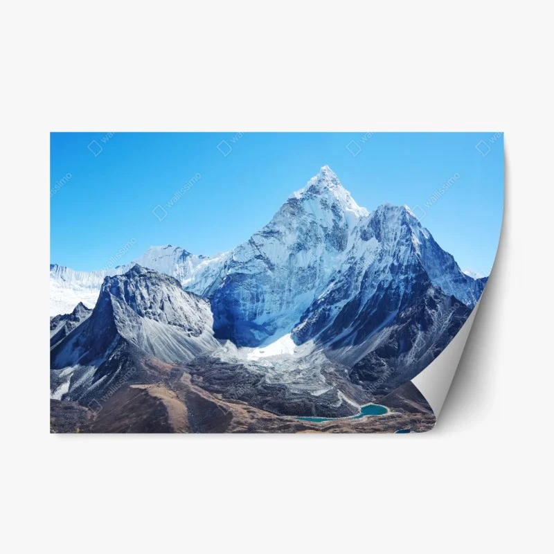 Adesivo riposizionabile maestosa cima innevata e lago alpino