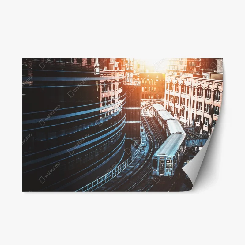 Adesivo riposizionabile treno sopraelevato nel cuore di Chicago