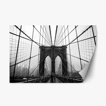 Adesivo riposizionabile visione simmetrica del ponte di Brooklyn • Wallissimo®