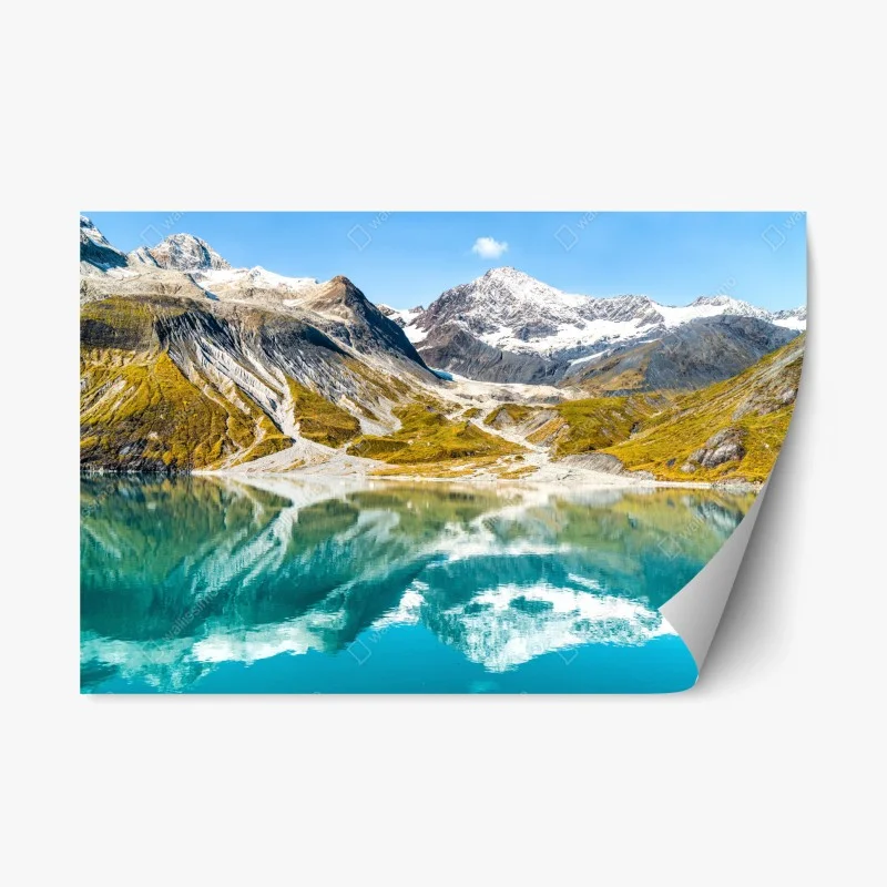 Adesivo riposizionabile riflessi alpini sul lago cristallino