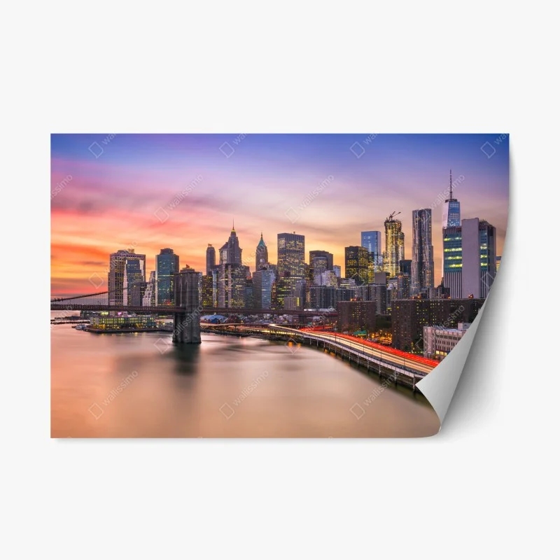 Adesivo riposizionabile skyline al tramonto di New York • Wallissimo® Adesivo riposizionabile skyline al tramonto di New York • Wallissimo®