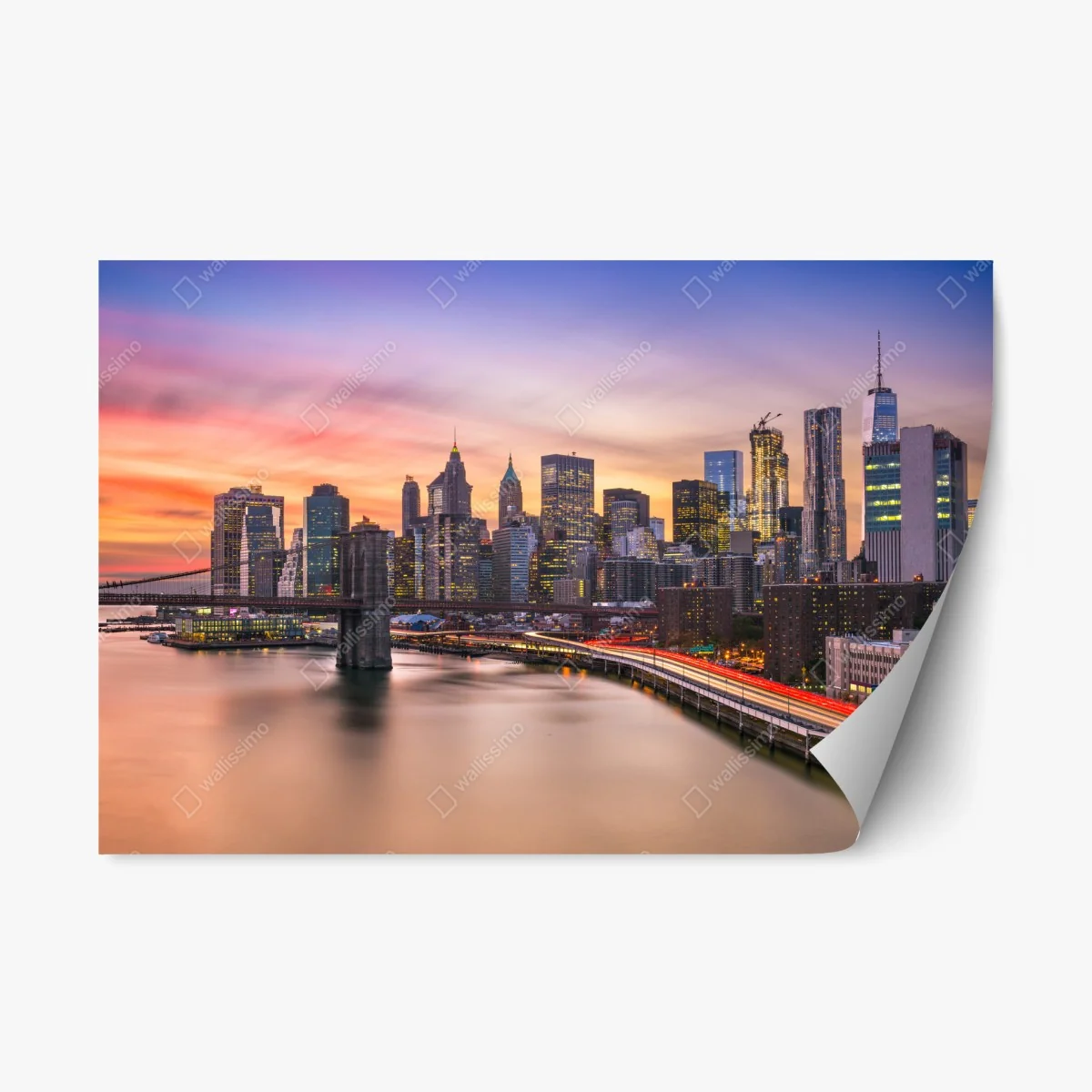 Adesivo riposizionabile skyline al tramonto di New York • Wallissimo® Adesivo riposizionabile skyline al tramonto di New York • Wallissimo®