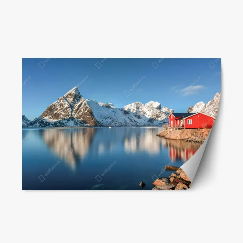 Adesivo riposizionabile riflessi artici a Reine, Isole Lofoten