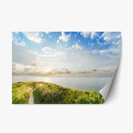 Adesivo riposizionabile sentiero verso il mare al tramonto • Wallissimo®