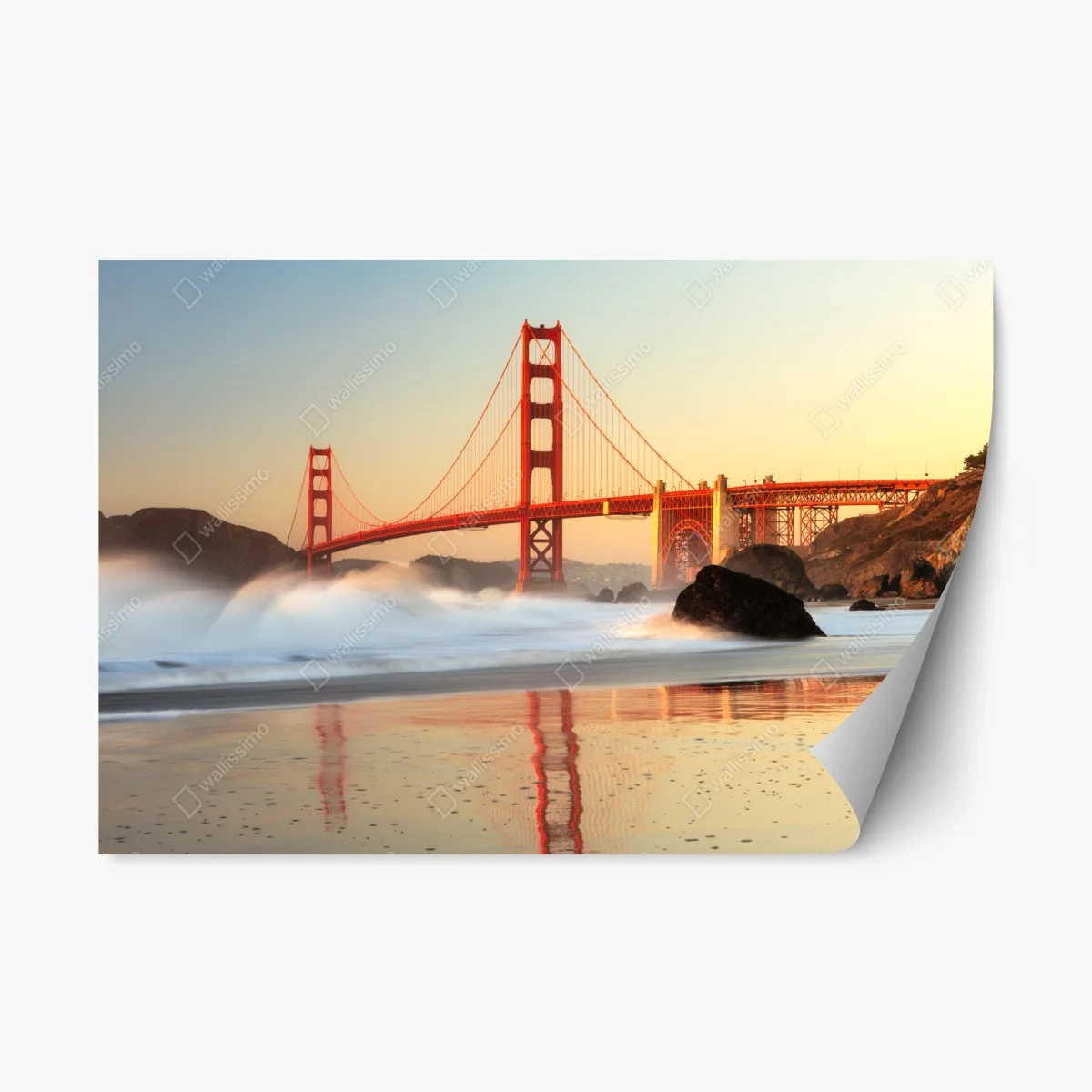 Adesivo riposizionabile stampa artistica ponte Golden Gate al tramonto • Wallissimo® Adesivo riposizionabile stampa artistica ponte Golden Gate al tramonto • Wallissimo®