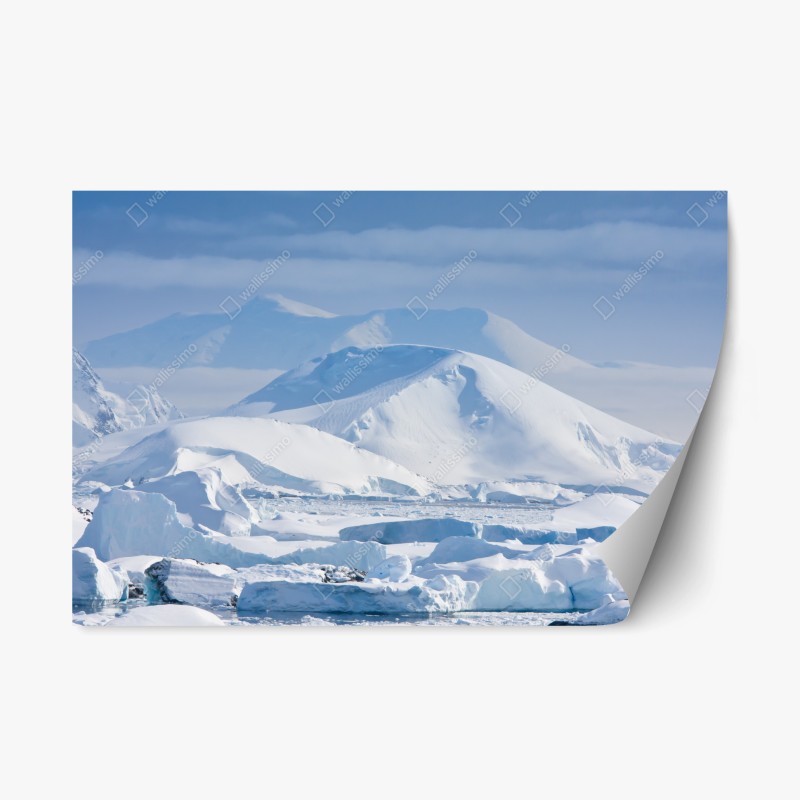 Adesivo riposizionabile panorama polare: montagne innevate e iceberg