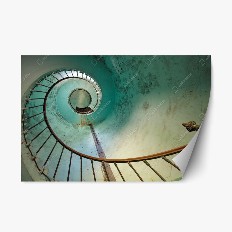 Adesivo riposizionabile spirale architettonica turchese