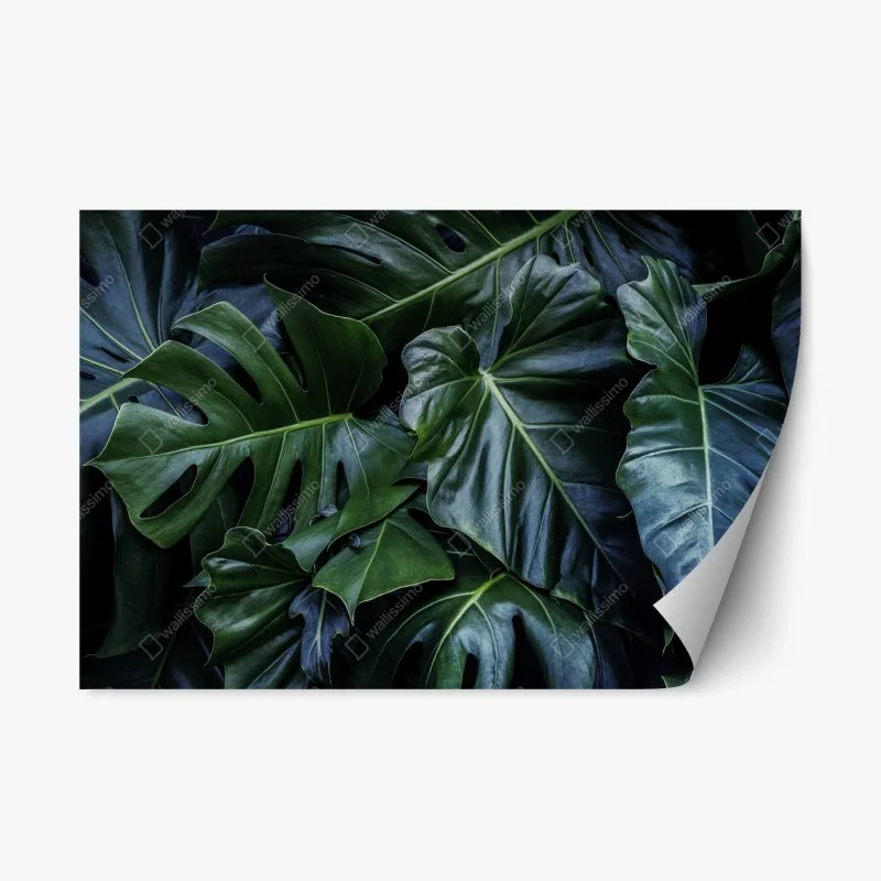 Adesivo riposizionabile fogliame tropicale verde smeraldo