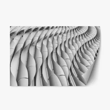 Adesivo riposizionabile motivi ondulati di facciata: eleganza architettonica astratta • Wallissimo®