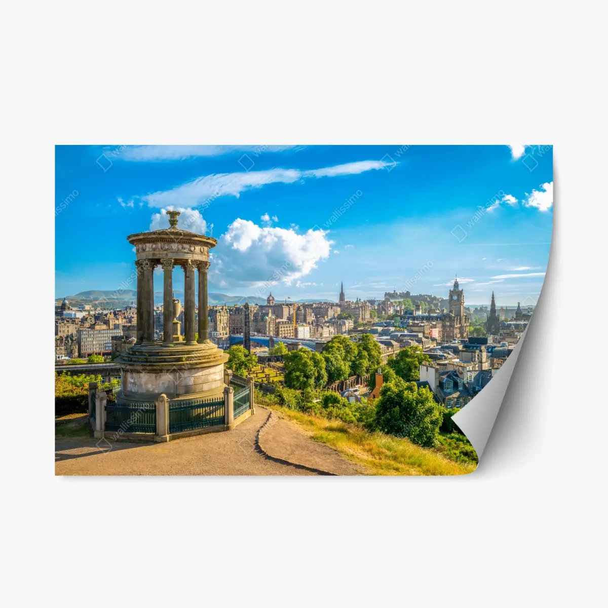 Adesivo riposizionabile ampio panorama urbano da Calton Hill, Edimburgo • Wallissimo®