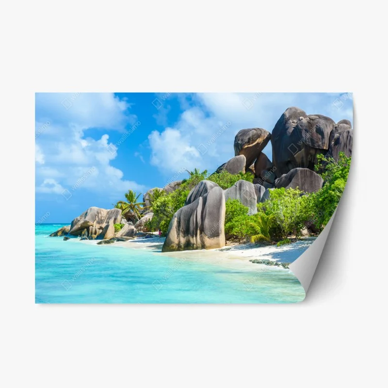 Adesivo riposizionabile paesaggio paradisiaco a La Digue, Seychelles