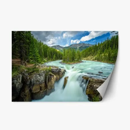 Adesivo riposizionabile cascata Sunwapta nel Jasper National Park • Wallissimo®