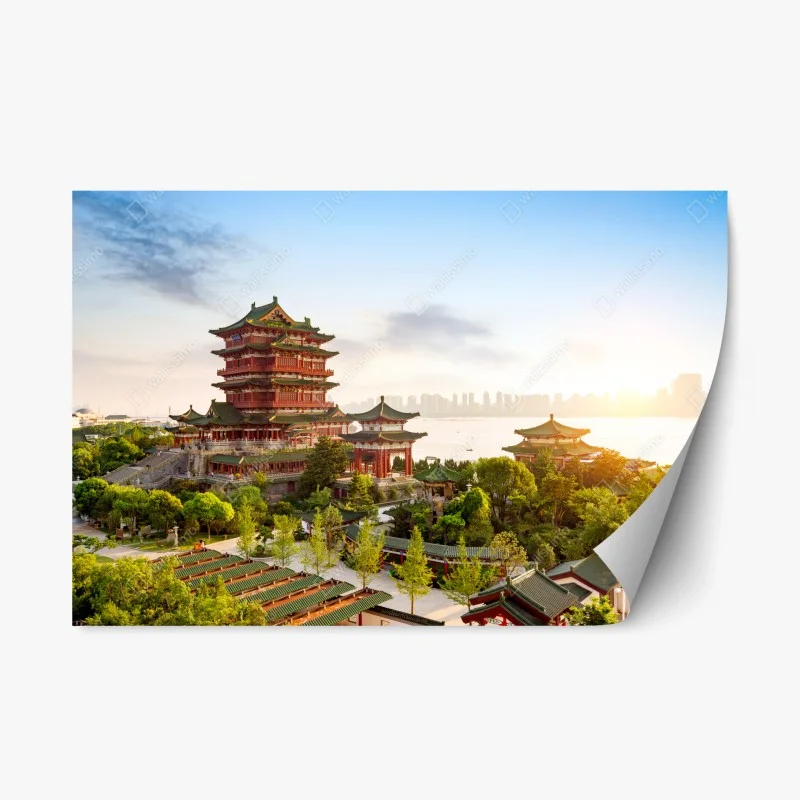 Adesivo riposizionabile tramonto al padiglione Tengwang di Nanchang