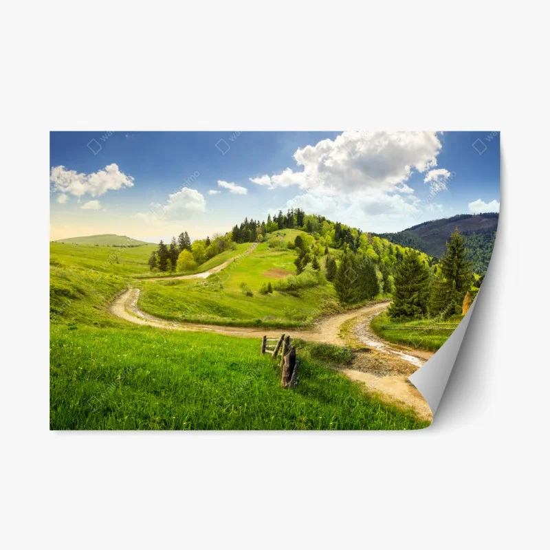 Adesivo riposizionabile bivio sulle colline autunnali