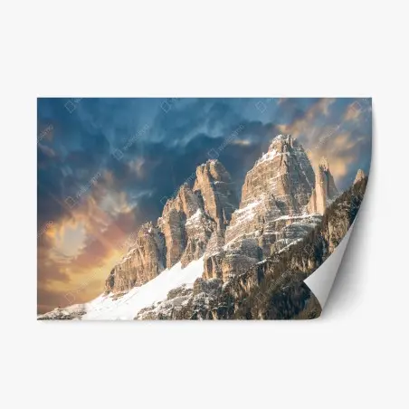 Adesivo riposizionabile vista alpina delle Dolomiti al tramonto • Wallissimo®