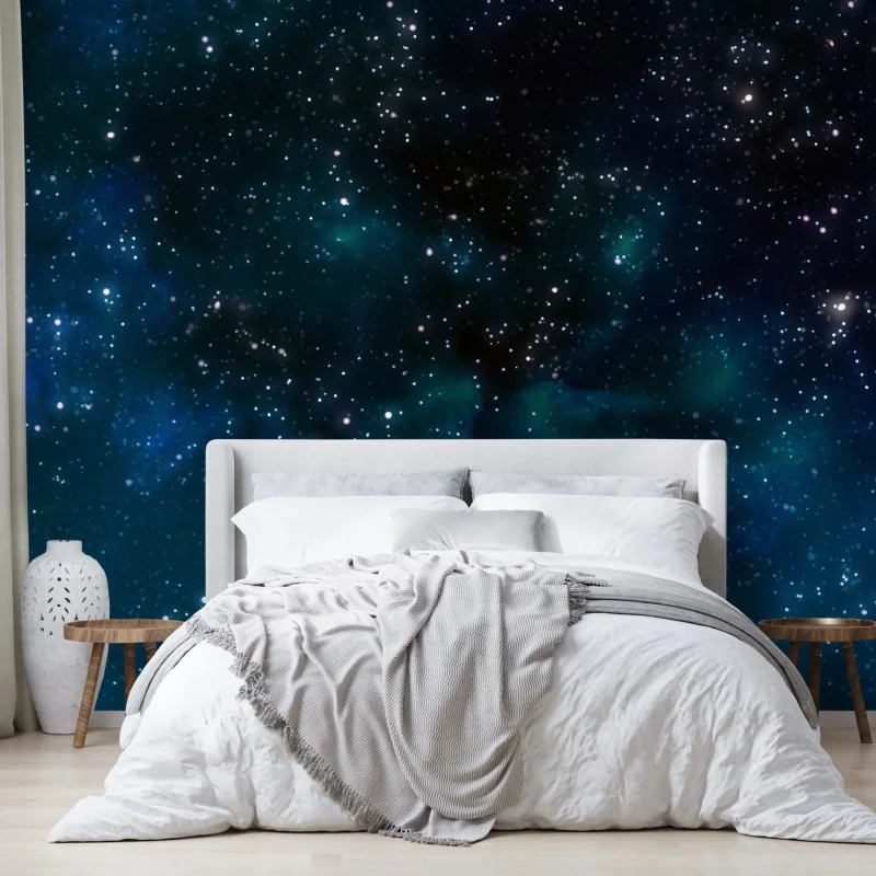 Carta da parati cielo stellato con nebulose blu