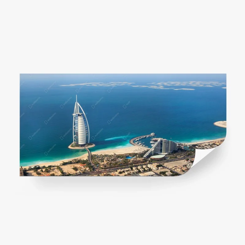 Carta da parati panorama aereo di Dubai: costa e architettura iconica