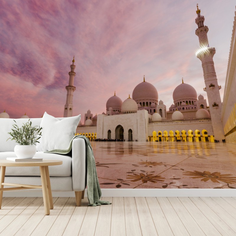 Carta da parati moschea di Abu Dhabi al crepuscolo