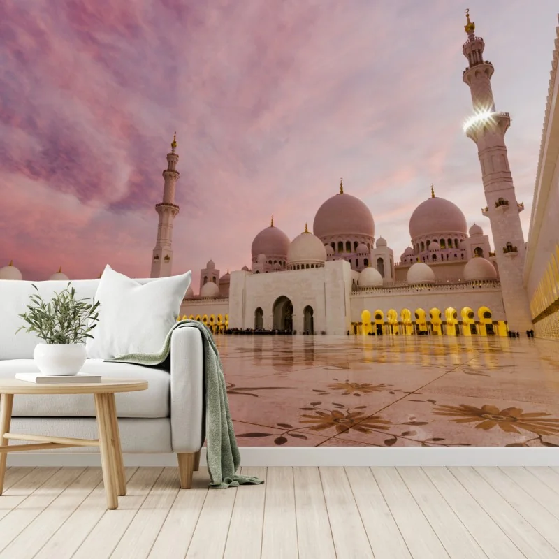 Carta da parati moschea di Abu Dhabi al crepuscolo