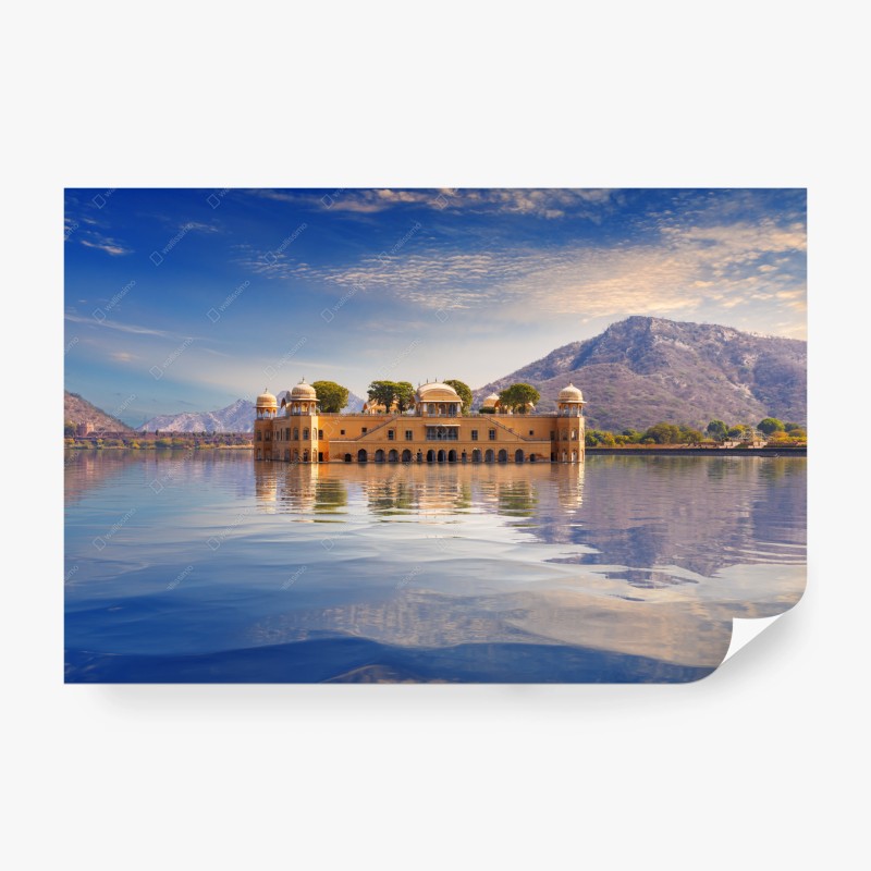 Carta da parati vista serena del Jal Mahal sul lago