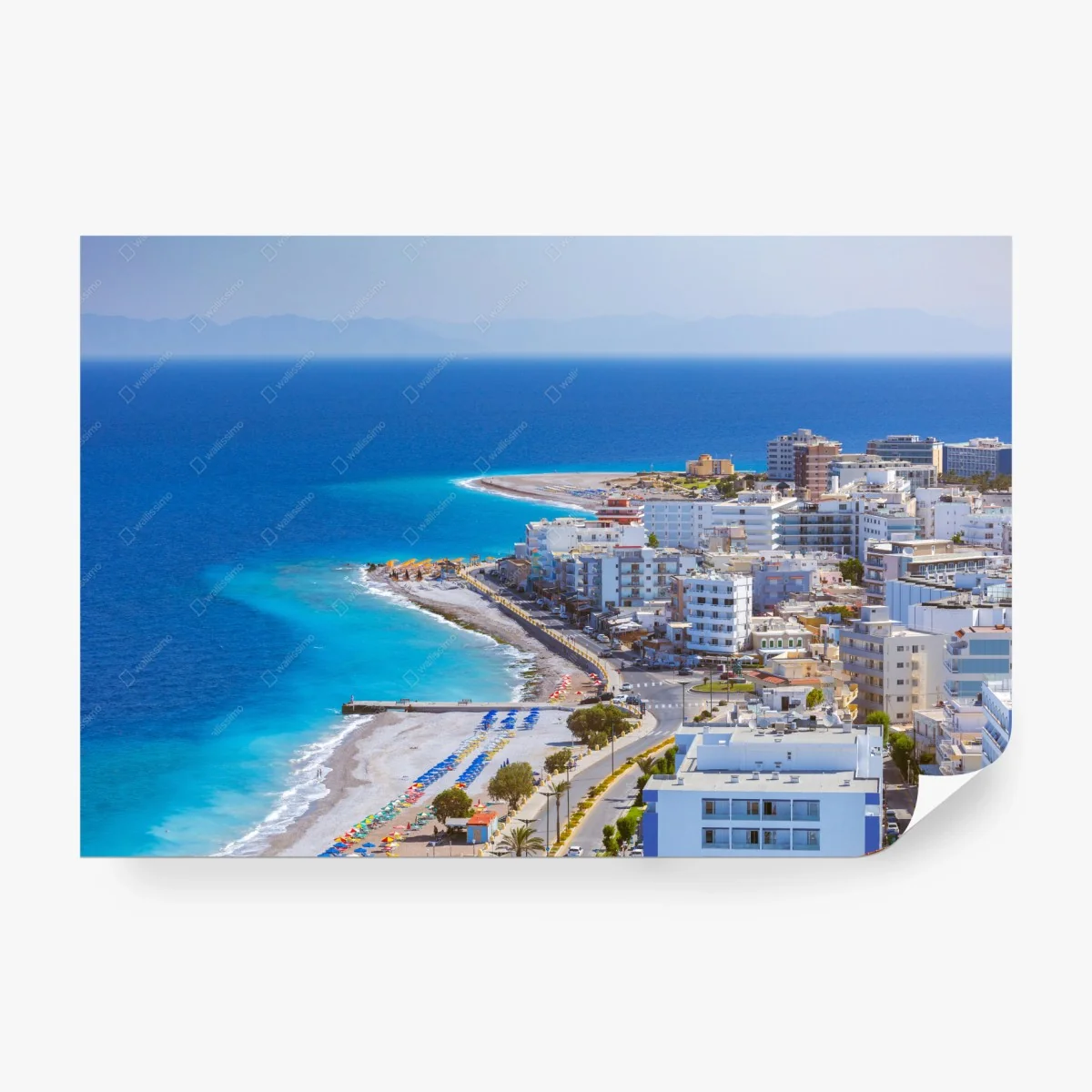 Carta da parati ombrelloni colorati sulla costa di Rodi • Wallissimo® Carta da parati ombrelloni colorati sulla costa di Rodi • Wallissimo®