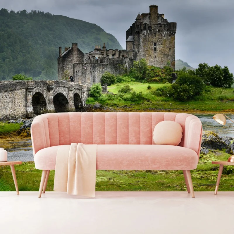 Carta da parati silenzioso castello sulle acque verdeggianti