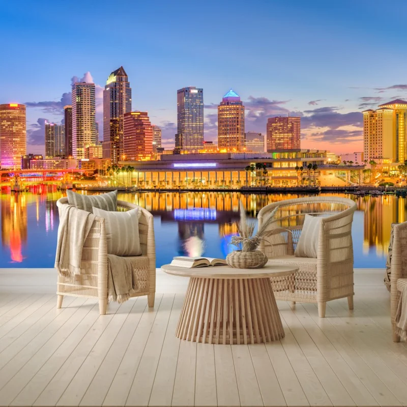 Carta da parati skyline di Tampa al tramonto