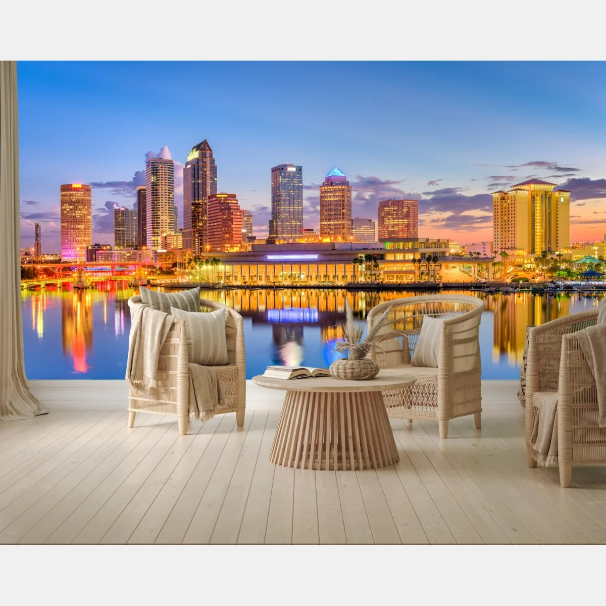 Carta da parati skyline di Tampa al tramonto • Wallissimo® Carta da parati skyline di Tampa al tramonto • Wallissimo®