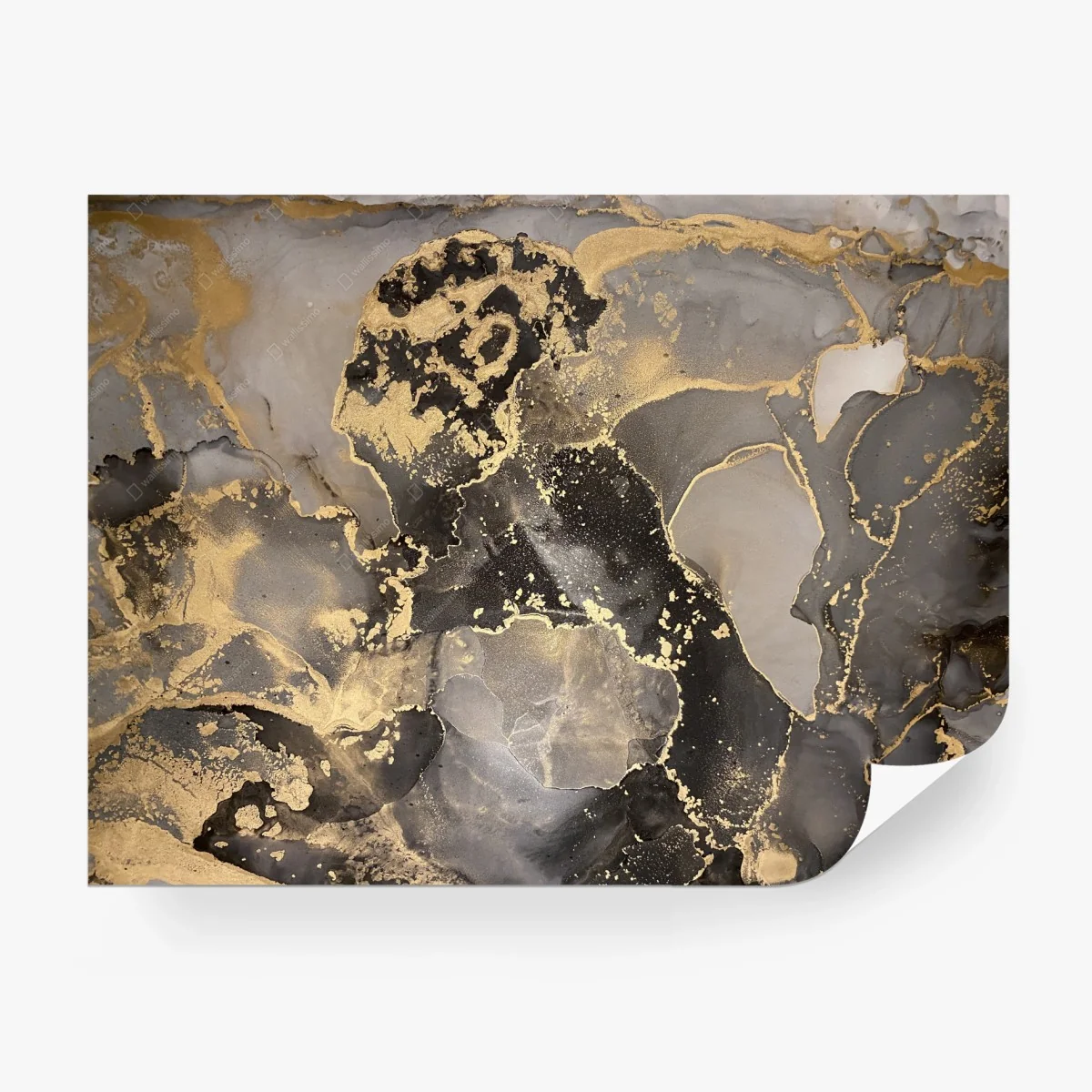 Carta da parati venature dorate su marmo nero • Wallissimo® Carta da parati venature dorate su marmo nero • Wallissimo®