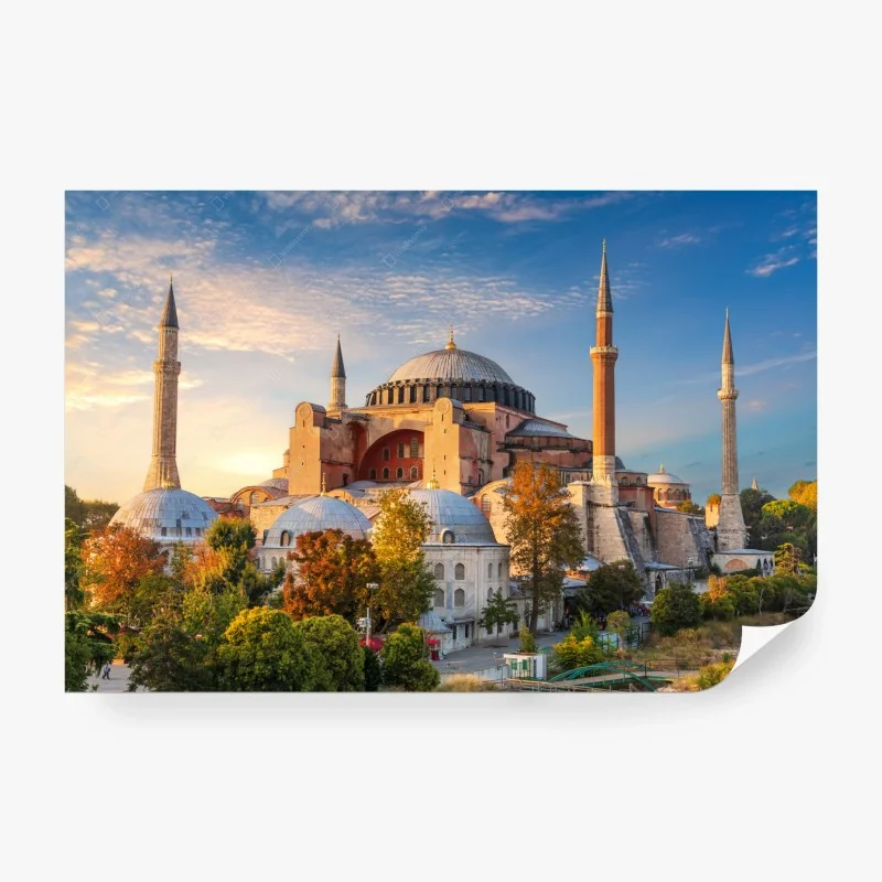 Carta da parati tramonto sulla Hagia Sophia di Istanbul