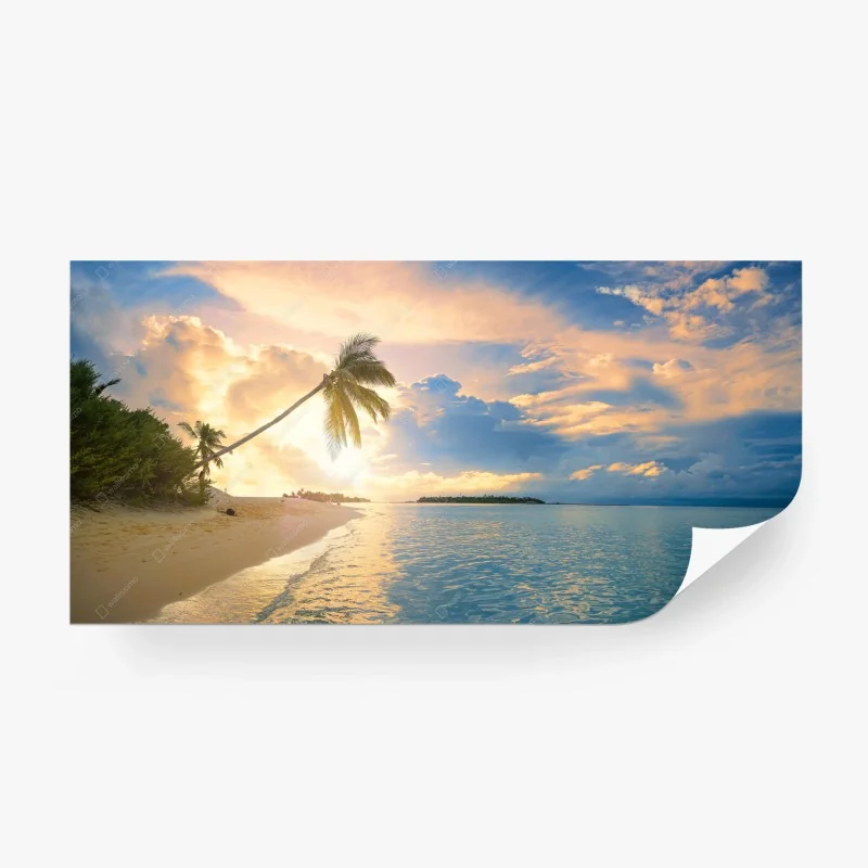 Carta da parati tramonto tropicale alle Maldive